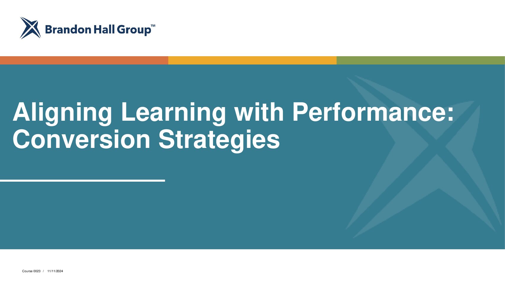 Aligning Learning with Performance: Conversion Strategies 0023