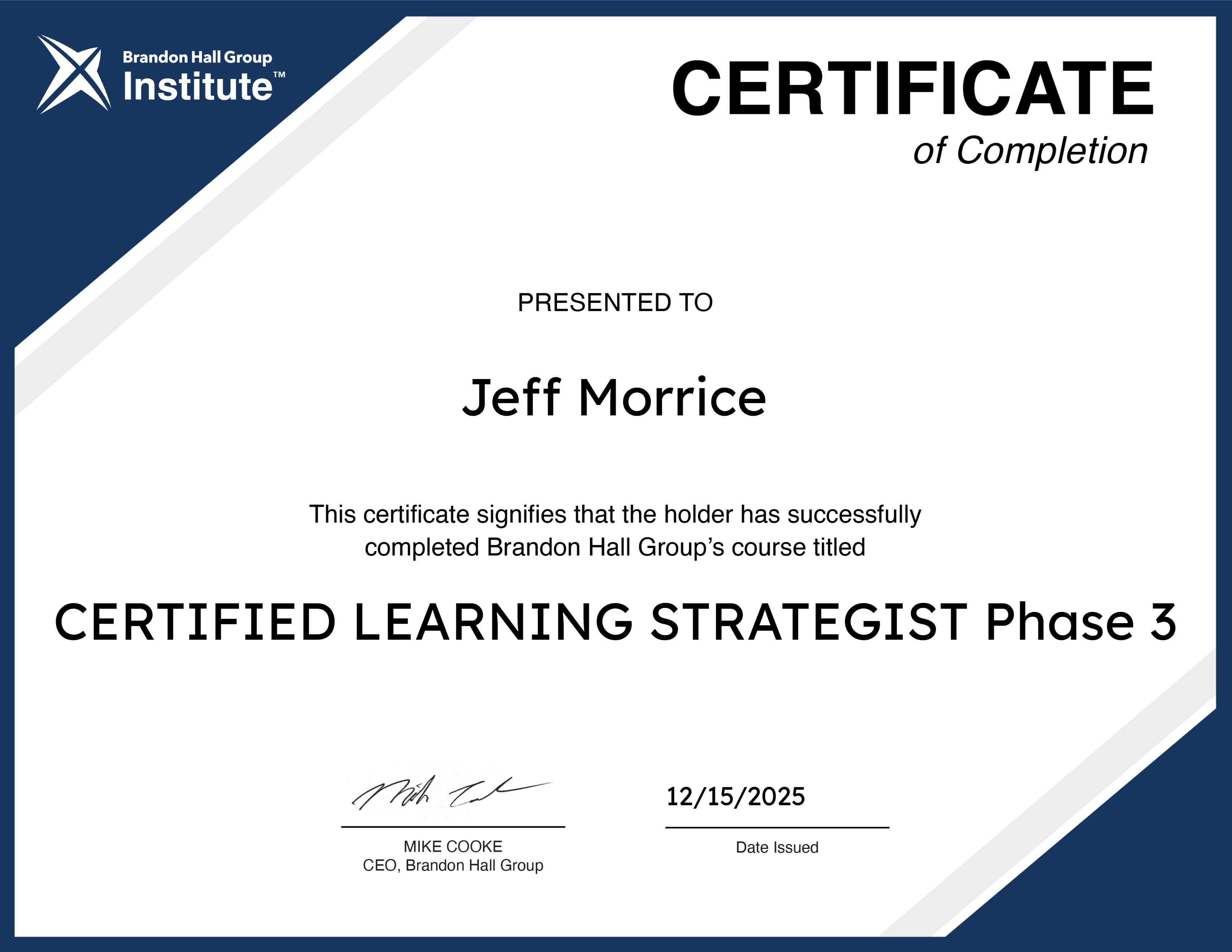CERTIFIED LEARNING STRATEGIST Phase 3